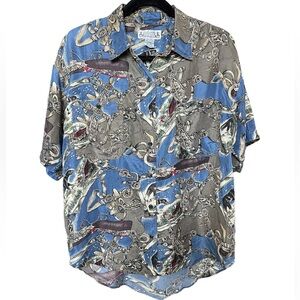 Vintage 100% silk short sleeve button down shirt